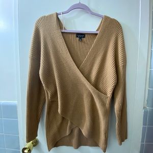 Topshop Wrap Sweater in Beige